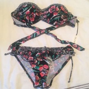 Venus- Floral Strapless Two Piece Swim Suit